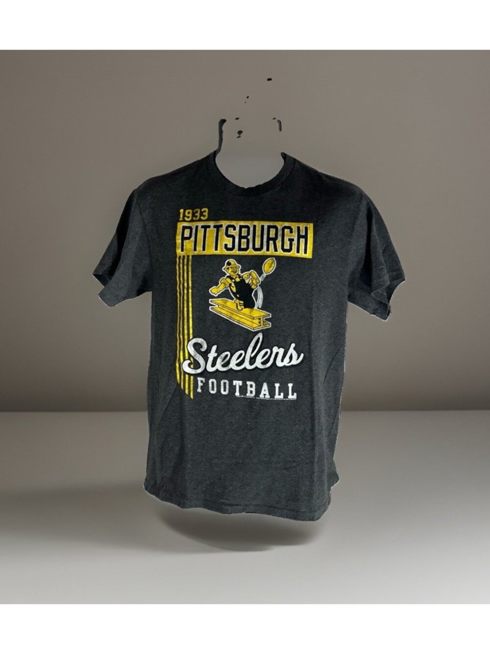 Pittsburgh Steelers T-Shirt Men's Medium NFL Football Heather gray Fan Tee 1933